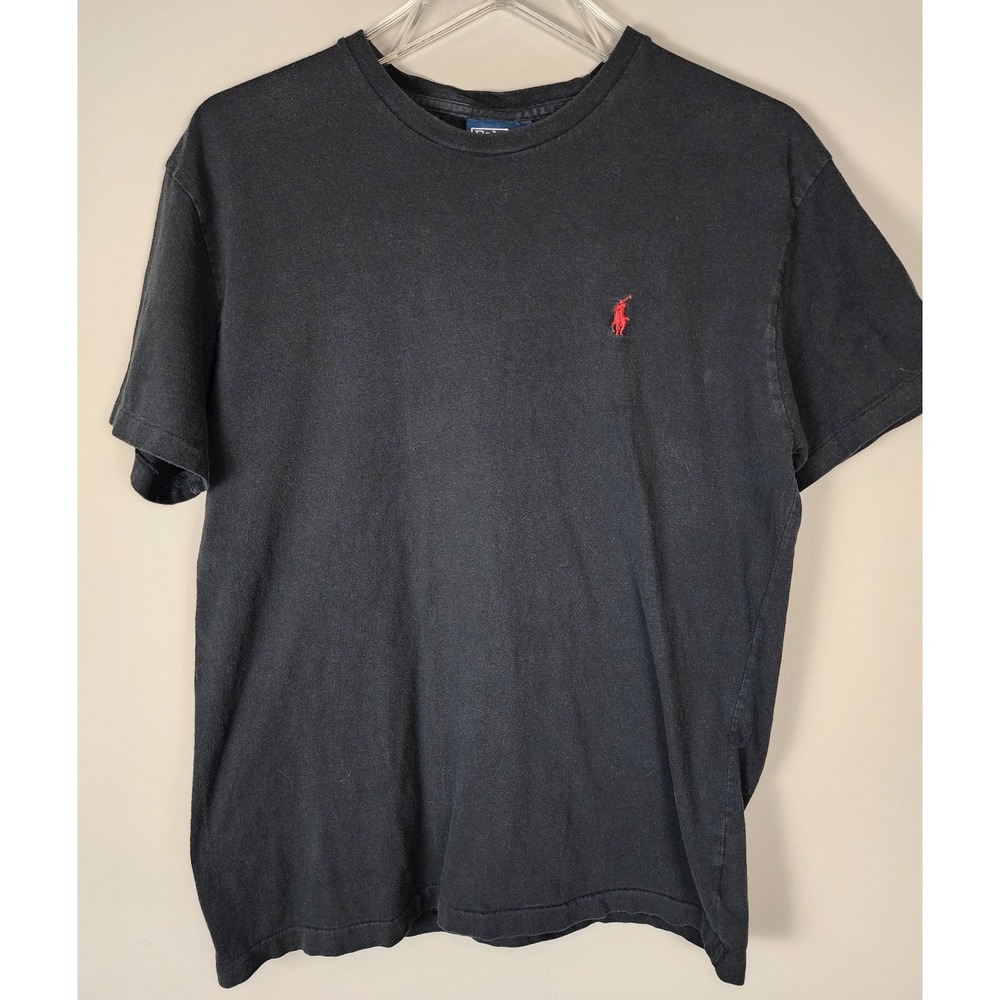 Polo Ralph Lauren Mens Black Short Sleeve T Shirt Red Pony Logo Size S Grunge